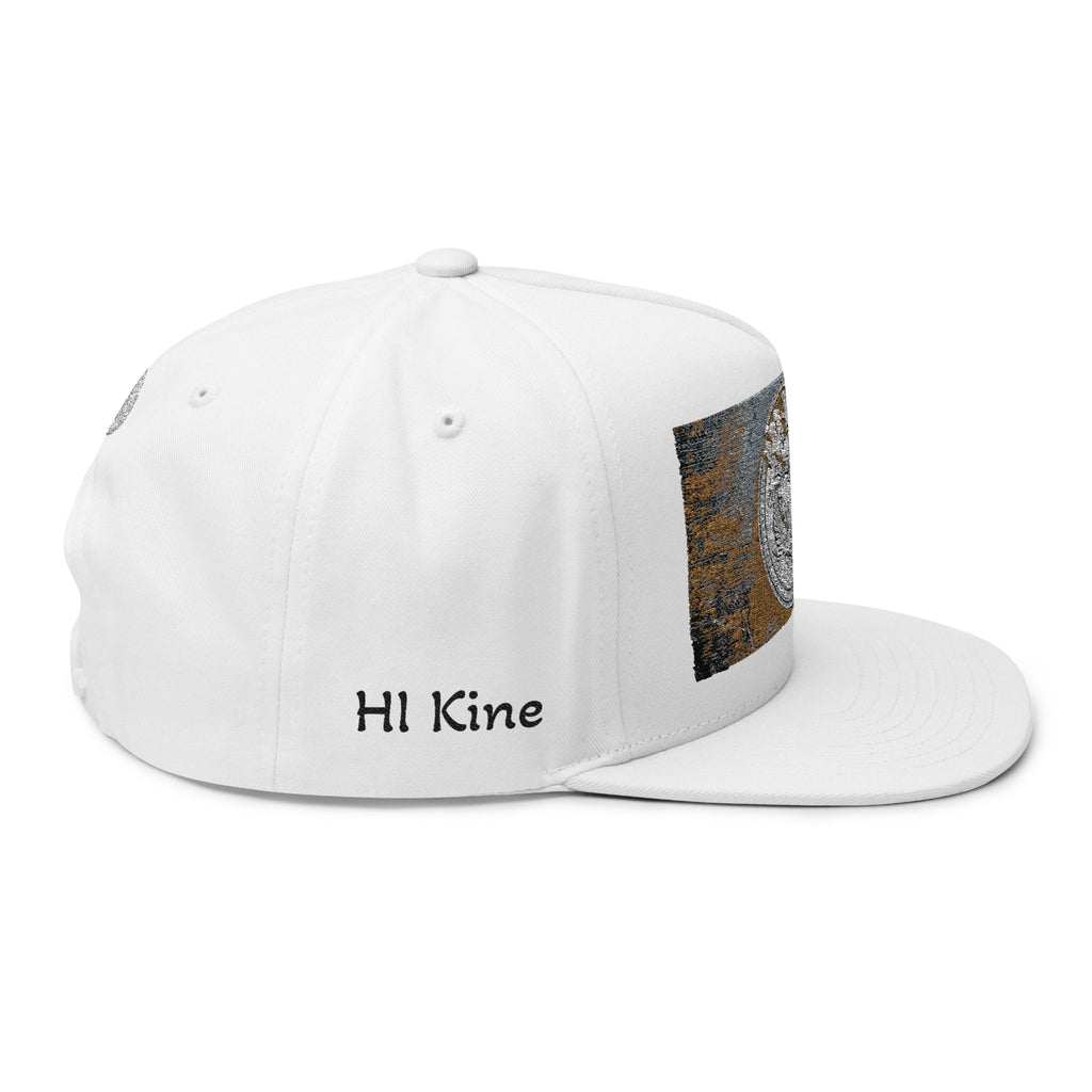 Embroidered Coin Logo Flat Bill Cap — Vintage Distressed Streetwear Snapback