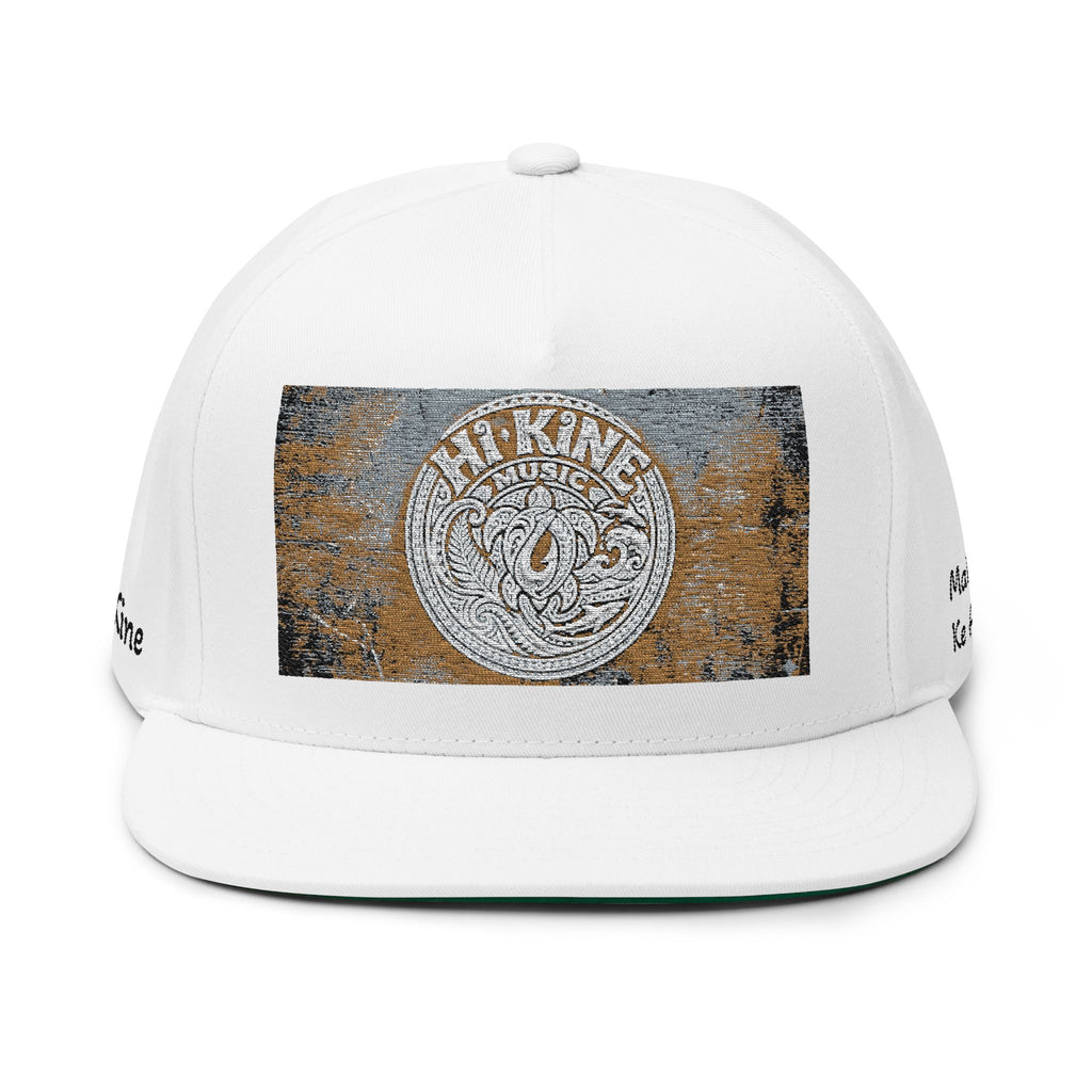 Embroidered Coin Logo Flat Bill Cap — Vintage Distressed Streetwear Snapback