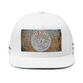 Embroidered Coin Logo Flat Bill Cap — Vintage Distressed Streetwear Snapback