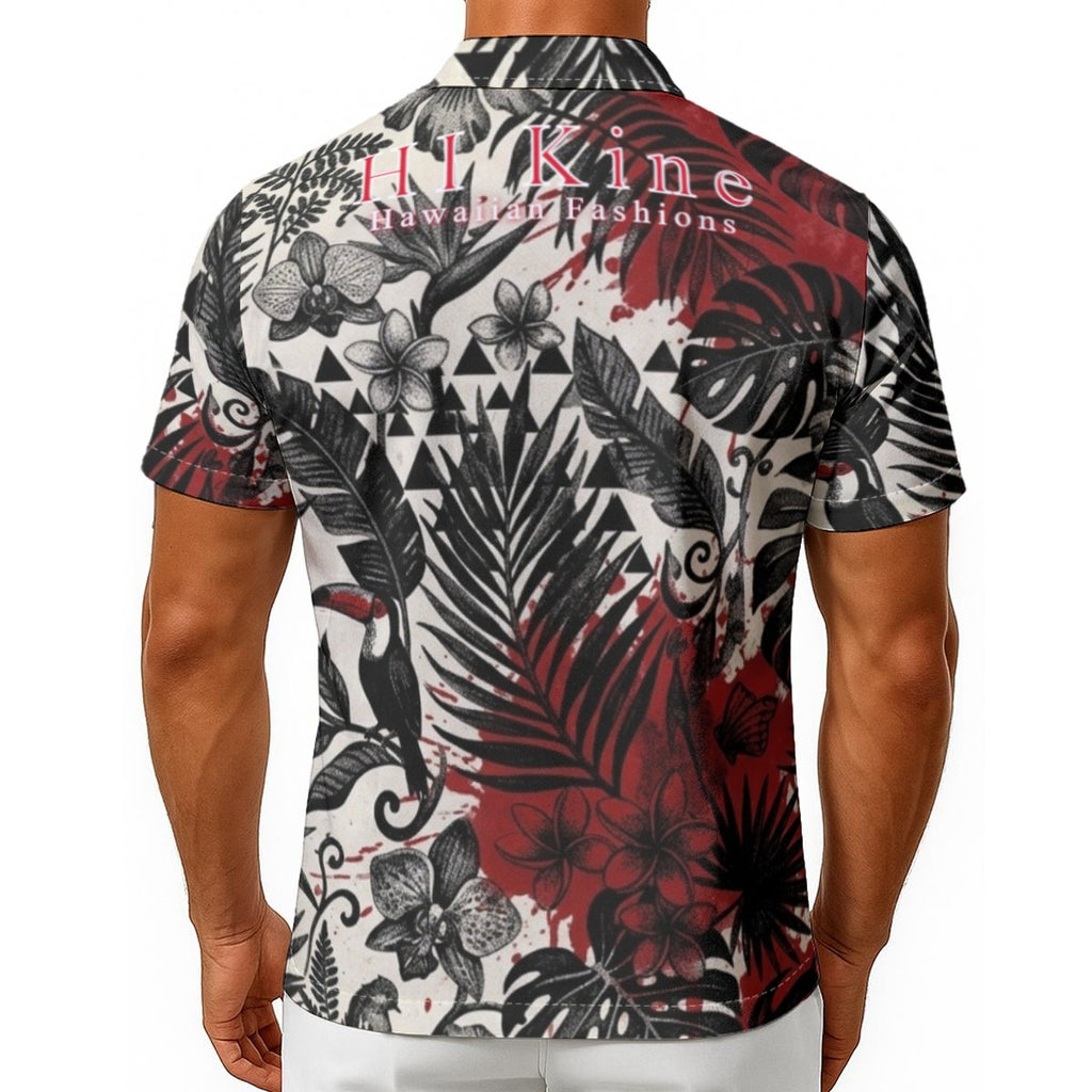 All-Over Print Men's Hawaiian Shirt With Button Closure