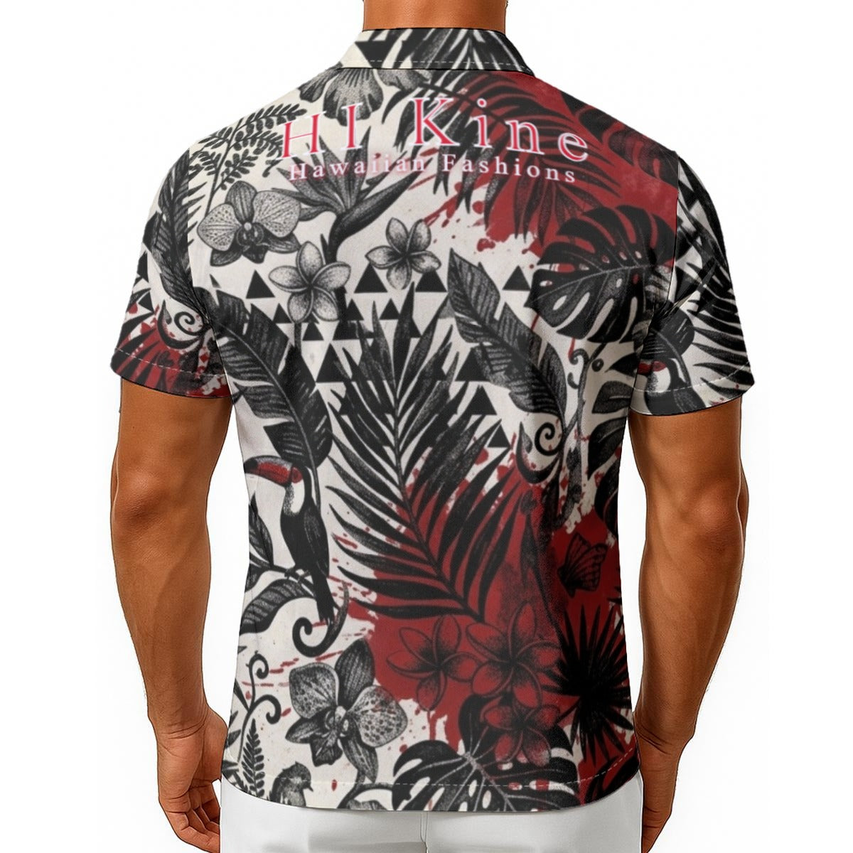 All-Over Print Men's Hawaiian Shirt With Button Closure