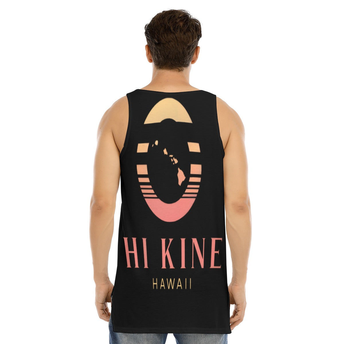 All-Over Print Men's Curved Hem Long Tank Top