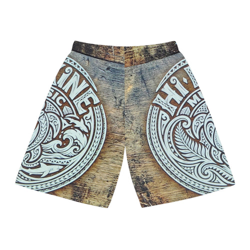 Album Cover Basketball Shorts — Vintage Wood Music Emblem AOP
