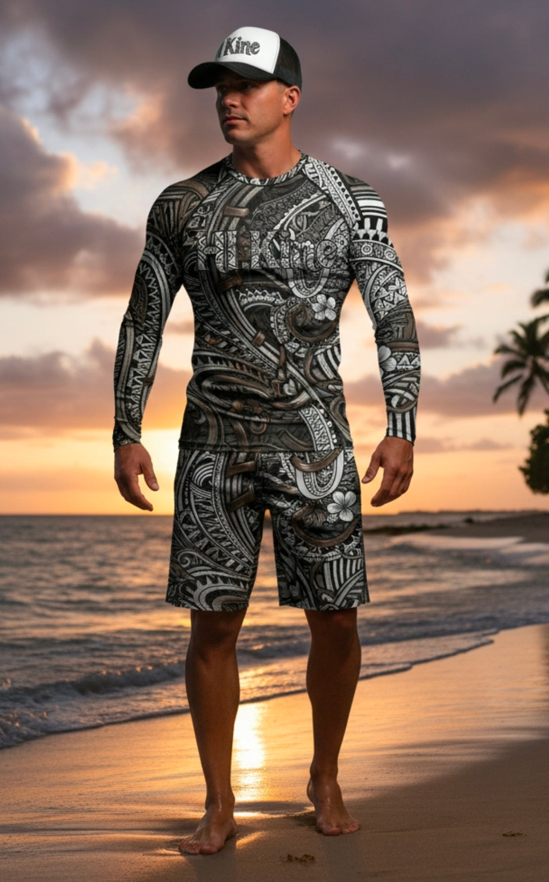 Long sleeve fisherman jersey with boardshorts